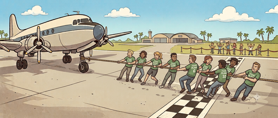 20 People, One Plane, Zero Chill: The Jet Pull Coming to Cecil Airport