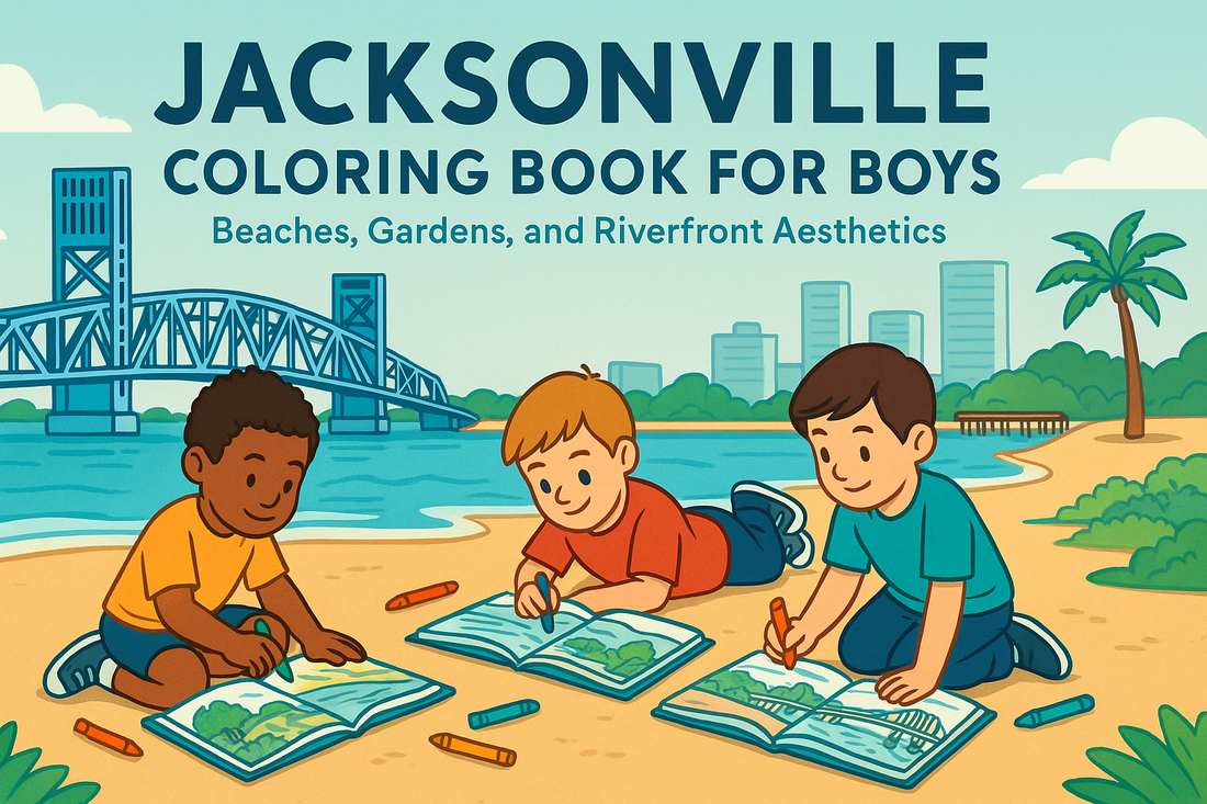 Jacksonville Coloring Book for Boys: Beaches, Gardens, and Riverfront Aesthetics