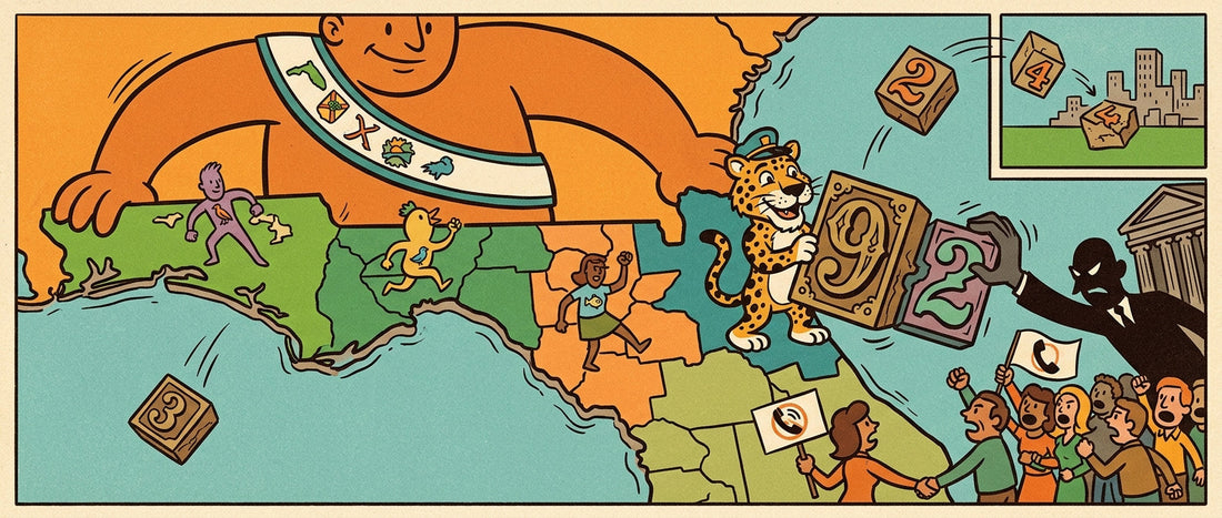 Vintage map of North Florida highlighting the history of Jacksonville area code 904.