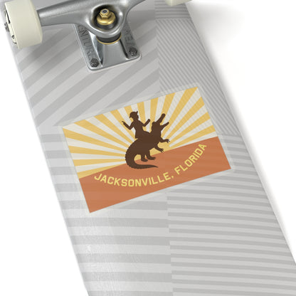 Jacksonville City Sticker | Retro Alligator Rider Sticker | Kiss-Cut Vinyl Decal | Get Yours | Jax Humor