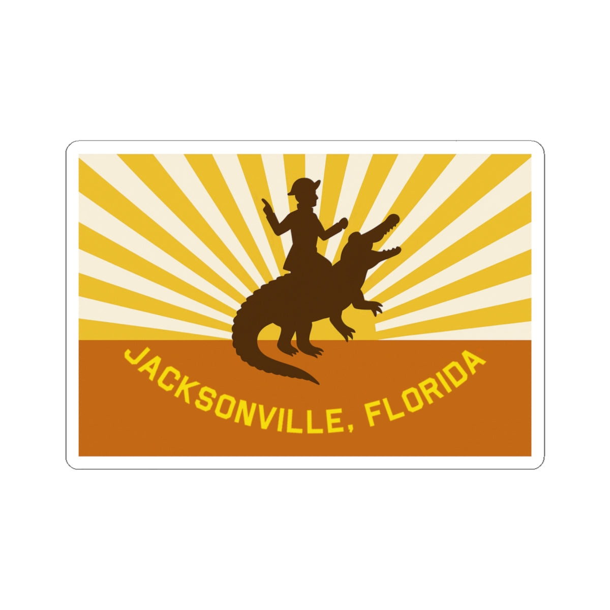 Jacksonville City Sticker | Retro Alligator Rider Sticker | Kiss-Cut Vinyl Decal | Get Yours | Jax Humor