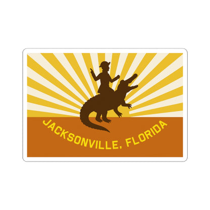 Jacksonville City Sticker | Retro Alligator Rider Sticker | Kiss-Cut Vinyl Decal | Get Yours | Jax Humor