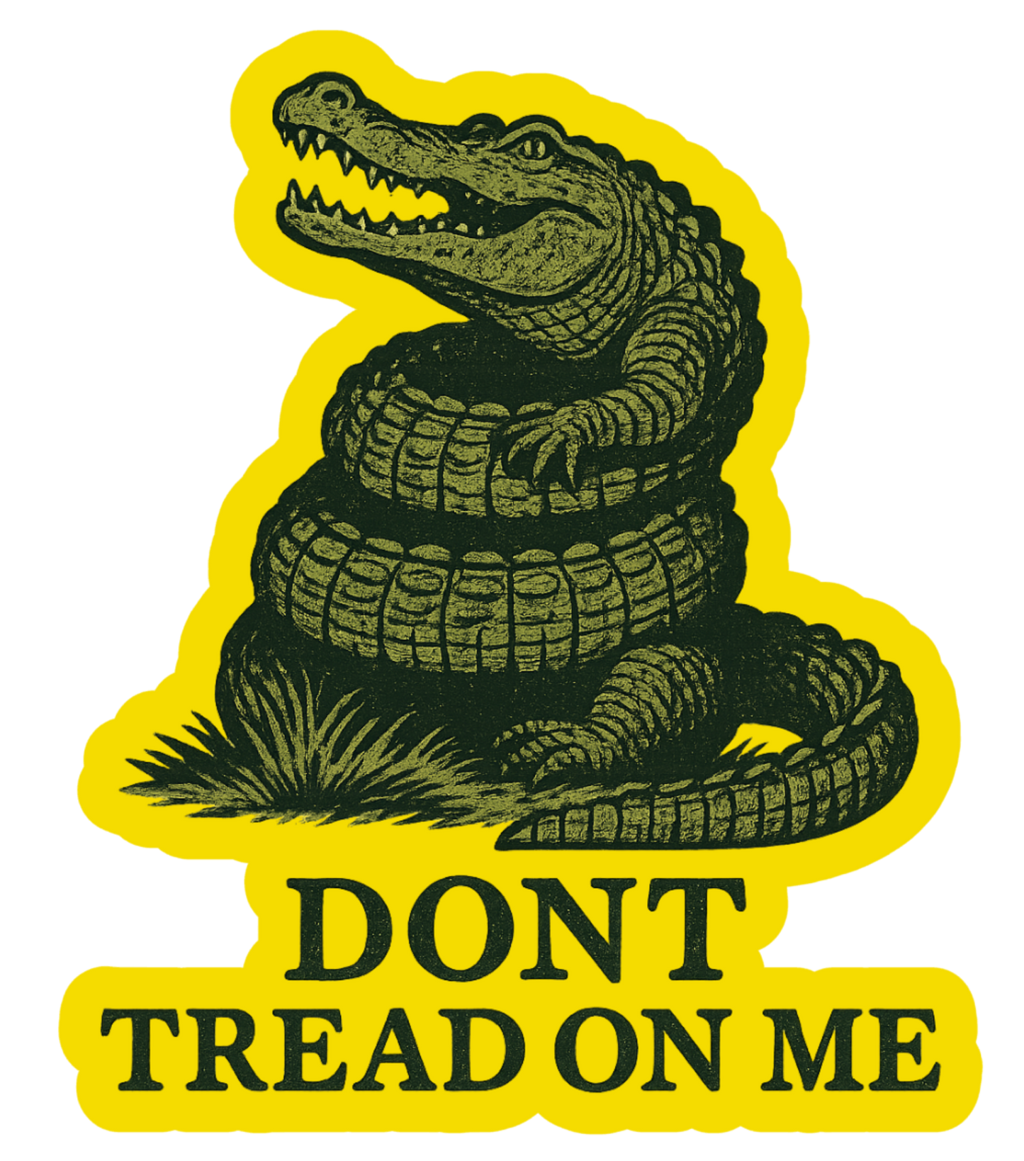 Don't Tread On Me Alligator Sticker — Patriotic Vintage Gadsden-Style Vinyl Kiss-Cut