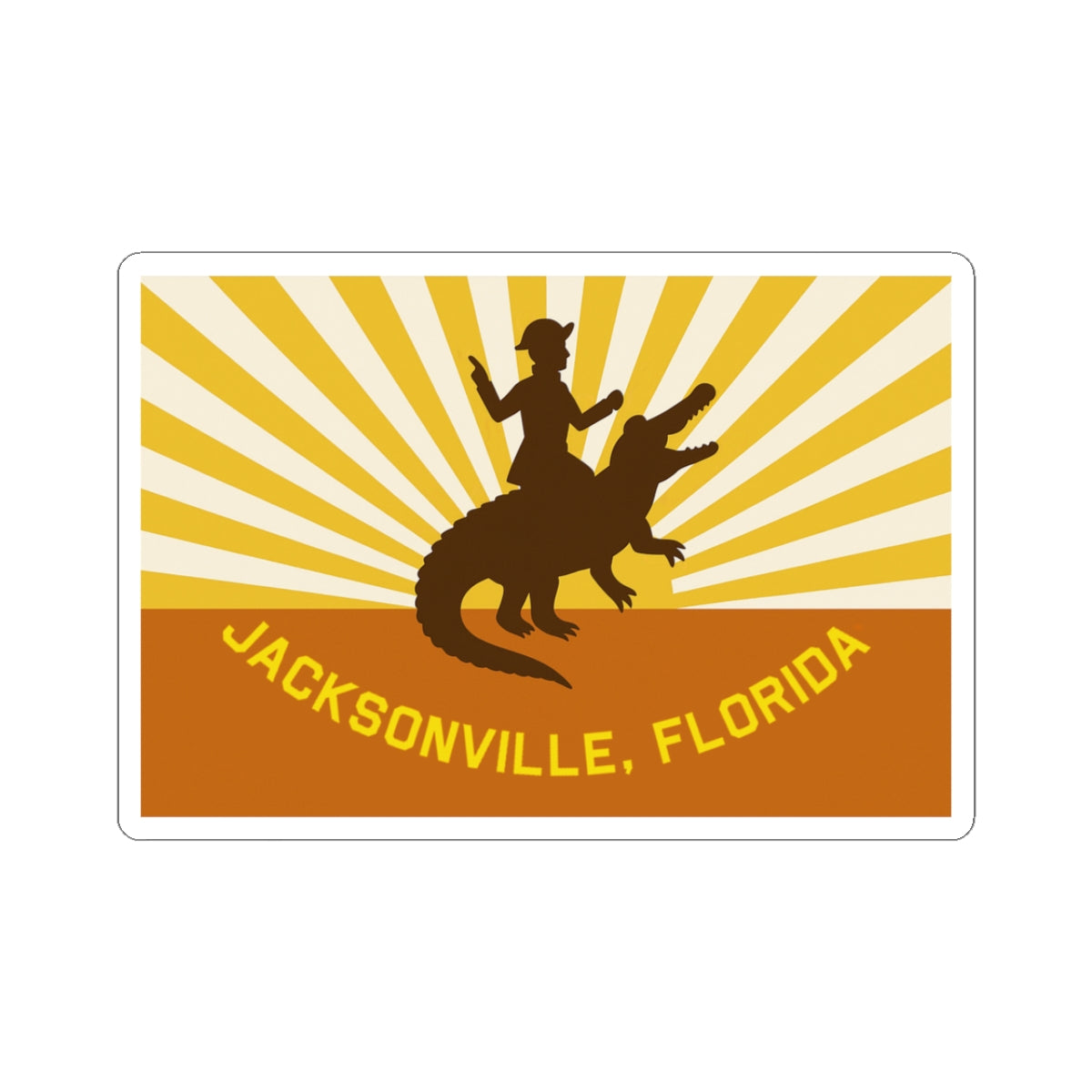 Jacksonville City Sticker | Retro Alligator Rider Sticker | Kiss-Cut Vinyl Decal | Get Yours | Jax Humor