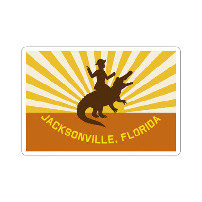Jacksonville City Sticker | Retro Alligator Rider Sticker | Kiss-Cut Vinyl Decal | Get Yours | Jax Humor