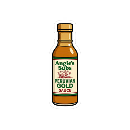 Peruvian Gold Sauce Sticker | Angie's Subs Kiss-Cut Vinyl Sticker | Get Yours Now | Jax Humor