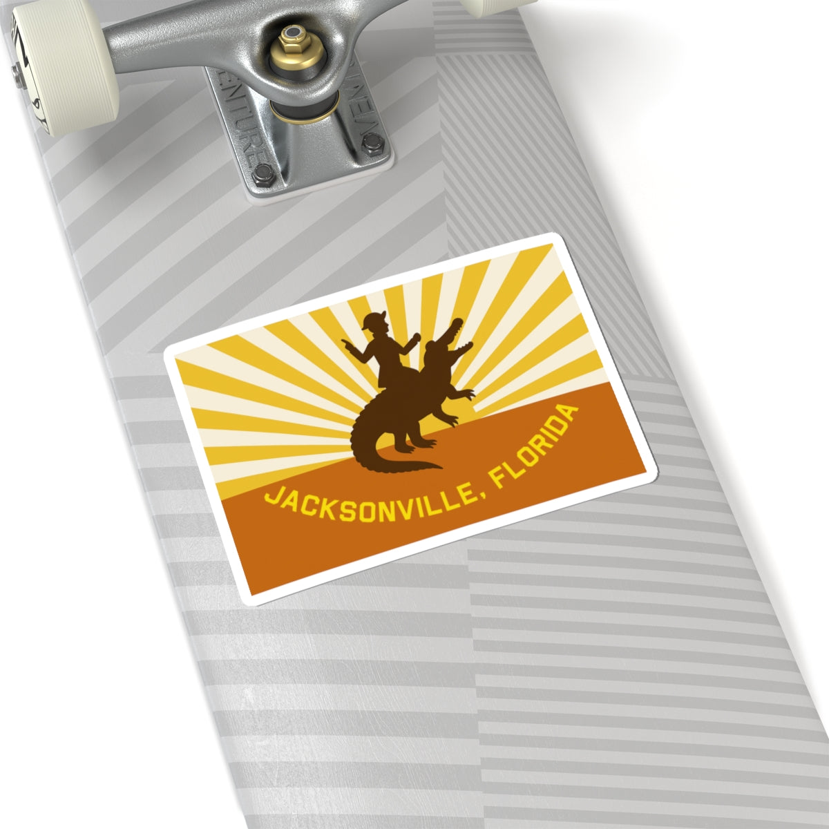 Jacksonville City Sticker | Retro Alligator Rider Sticker | Kiss-Cut Vinyl Decal | Get Yours | Jax Humor