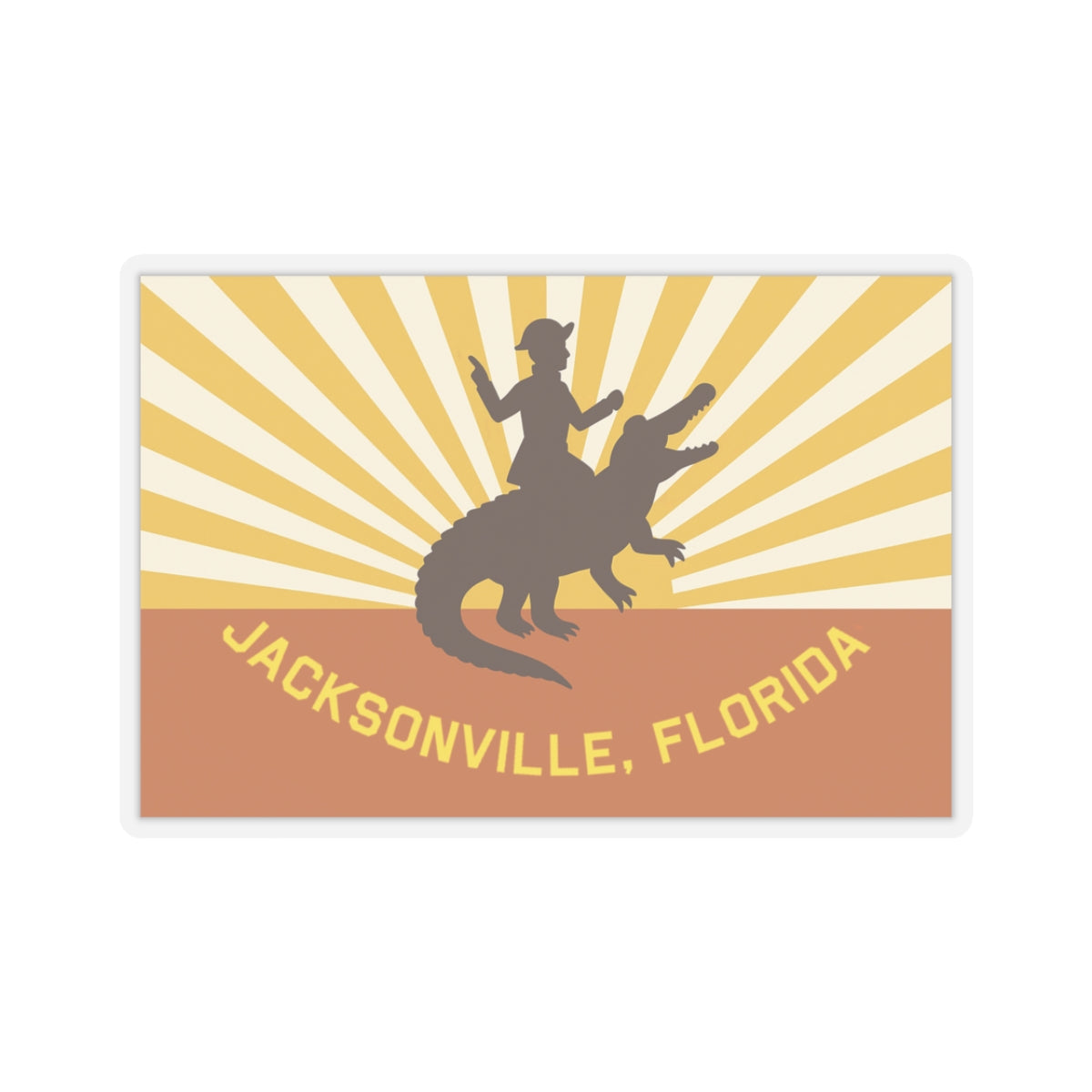 Jacksonville City Sticker | Retro Alligator Rider Sticker | Kiss-Cut Vinyl Decal | Get Yours | Jax Humor