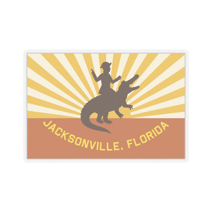 Jacksonville City Sticker | Retro Alligator Rider Sticker | Kiss-Cut Vinyl Decal | Get Yours | Jax Humor