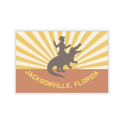 Jacksonville City Sticker | Retro Alligator Rider Sticker | Kiss-Cut Vinyl Decal | Get Yours | Jax Humor